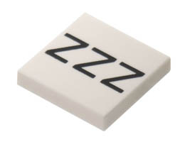 Tile 2 x 2 with Groove with Black ZZZ Pattern: {бял}