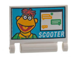 Minifigure, Utensil Book Cover with Laptop Screen with Scooter and Chat Pattern: {бял}