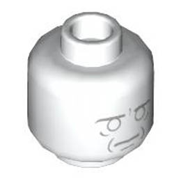 Minifigure, Head Dual Sided Alien, Light Bluish Gray Face Outlines and Contours, Neutral / Asleep Pattern - Hollow Stud (Beethoven Bust) : {бял}