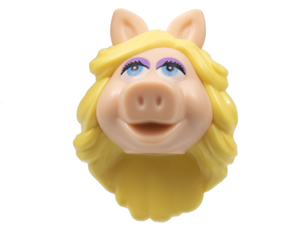 Minifigure, Head, Modified Muppet Miss Piggy with Bright Light Yellow Hair Pattern: {светло нуга}