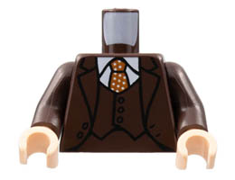 Torso Suit Jacket and Vest, White Collar Shirt, Dark Orange Tie with White Polka Dots Pattern / Dark Brown Arms / Light Nougat Hands : {тъмно кафяв}