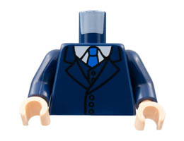 Torso Jacket and Vest, White Shirt, Blue Tie Pattern / Dark Blue Arms / Light Nougat Hands: {земно син}