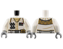 Torso Coat, Dark Tan Scarf and Trim, Silver Rank Badge and Tools, Belt with Buckle and Pouches Pattern / White Arms / Light Bluish Gray Hands : {бял}