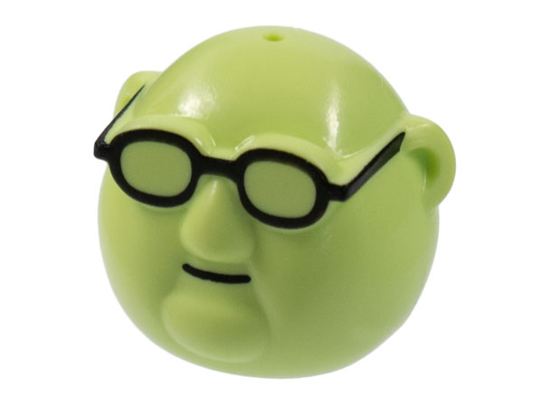 Minifigure, Head, Modified Muppet Bunsen Honeydew, Black Glasses Pattern: {пролетно жълто-зелен}