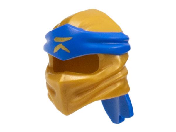 Minifigure, Headgear Ninjago Wrap Type 4 with Molded Blue Headband and Printed Gold Ninjago Logogram R Pattern: {топло златист}