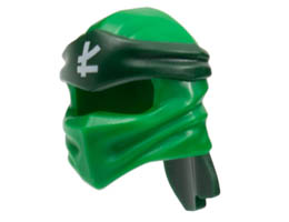 Minifigure, Headgear Ninjago Wrap Type 4 with Molded Dark Green Headband and Printed White Ninjago Logogram L Pattern: {тъмно зелен}