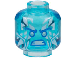 Minifigure, Head Dark Azure Eyebrows, Silver Eyes, White Teeth, Ice on Forehead and Cheeks, Scowl Pattern - Vented Stud: {прозрачно светло син}