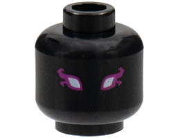 Minifigure, Head White Eyes with Magenta Flame Outlines Pattern - Hollow Stud: {черен}