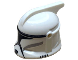Minifigure, Headgear Helmet SW Clone Trooper with Holes, Light Bluish Gray and Black Markings and Black Visor Pattern: {бял}