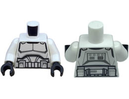 Torso SW Armor Clone Trooper Phase 1 Black Belt and Dark Bluish Gray Markings Pattern / White Arms / Black Hands: {бял}