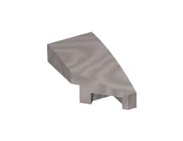 RIGHT PLATE 1X2, W/ BOW, 45 DEG. NO. 1: {металическо сребрист}