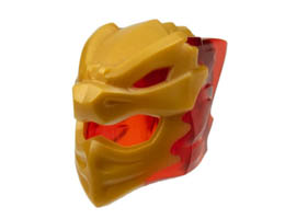 Minifigure, Headgear Helmet with Flames on Back with Molded Pearl Gold Dragon Face Pattern: {прозрачно червен}