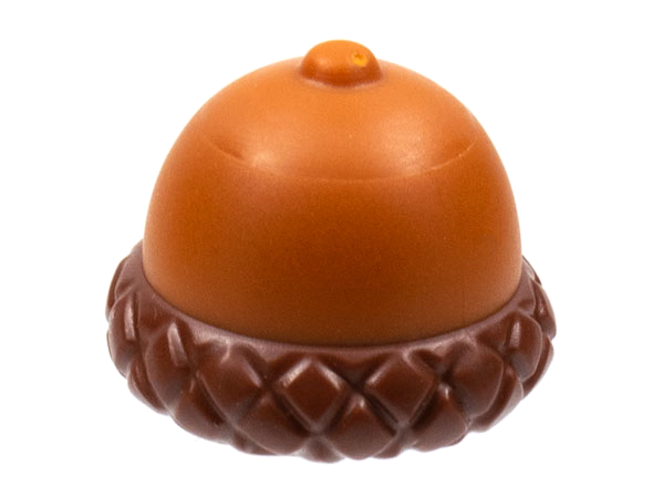 Minifigure, Headgear Hat, Acorn with Reddish Brown Cupule Pattern: {тъмно оранжев}