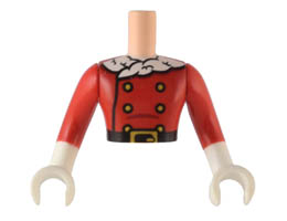 Torso Mini Doll Man Red Jacket with Gold Buttons, Black Belt and White Trim Pattern, White Arms with Hands with Red Long Sleeves: {светло нуга}
