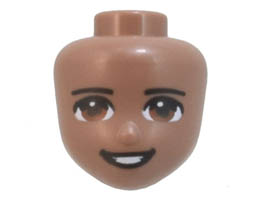 Mini Doll, Head Friends with Black Eyebrows, Reddish Brown Eyes, Black Lips Open Mouth Smile Pattern: {умерено кафяв}