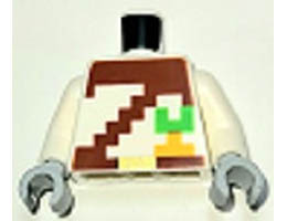 Torso Pixelated Reddish Brown Strap over Shirt, Carrot, and Belt with Gold Buckle Pattern / White Arms / Light Bluish Gray Hands: {бял}