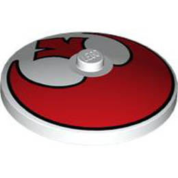 Dish 4 x 4 Inverted (Radar) with Solid Stud with SW Red Rebel Logo Pattern: {бял}