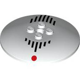 Dish 6 x 6 Inverted (Radar) - Solid Studs with Black Lines and Red Dot Pattern: {бял}