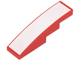 Slope, Curved 4 x 1 with White Surface Pattern: {ярко червен}