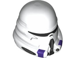 Minifigure, Headgear Helmet SW 187th Legion Clone Commander with Dark Purple Markings Pattern: {бял}