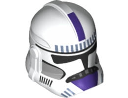Minifigure, Headgear Helmet SW Clone Trooper (Phase 2) with Dark Purple 187th Legion Pattern: {бял}