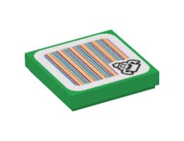 Плоска плочка 2X2, със стикер No. 176: {тъмно зелен}