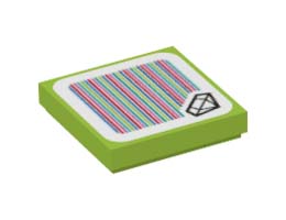 Плоска плочка 2X2, със стикер No. 180: {ярко жълто-зелен}