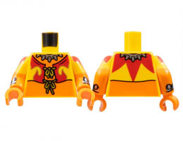 Torso Yellow Vest, Red Fire, Silver Spiked Collar Pattern / Orange Arms with Yellow Short Sleeves, Red Flame, Silver Spike Cuff Pattern / Orange Hands : {ярко жълт}