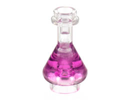 Minifigure, Utensil Bottle, Erlenmeyer Flask with Molded Trans-Dark Pink Fluid Pattern: {прозрачен}