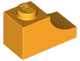 BRICK 1X2, OUTSIDE HALF ARCH, NO. 1: {огнено жълто-оранжев}