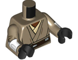Torso SW Layered Shirt, Dark Brown Belt Pattern (Mace Windu) / Dark Tan Arms with Armor Pattern / Black Hands: {пясъчно жълт}