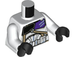 Torso SW Armor Clone Commander with Dark Purple 187th Legion Markings Detailed Pattern (Clone Wars) / White Arms / Black Hands: {бял}