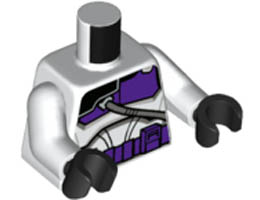 Torso SW Armor Clone Trooper with Dark Purple 187th Legion Markings Detailed Pattern (Clone Wars) / White Arms / Black Hands: {бял}