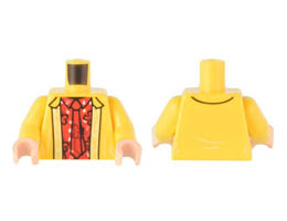 Torso Jacket over Red Flower Shirt with Collar and Tie Pattern / Yellow Arms / Light Nougat Hands: {ярко жълт}