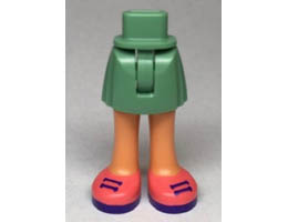 Mini Doll Hips and Skirt, Nougat Legs and Coral and Dark Purple Shoes with Laces Pattern - Thin Hinge: {пясъчно зелен}