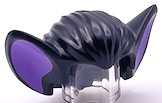 Minifigure, Hair Bat Ears with Medium Lavender Inner Ear Pattern (BAM): {черен}