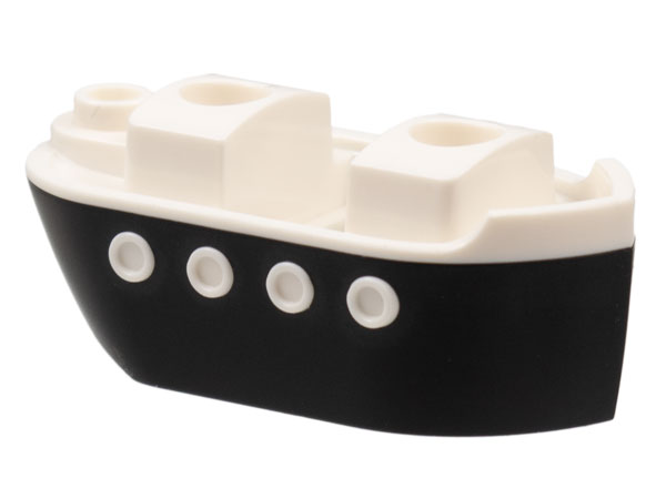 Minifigure Costume Ferry Boat / Ship with Molded White Top Pattern: {черен}