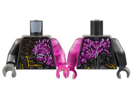 Torso Broken Armor, Magenta Chest Pattern / Trans-Dark Pink Arm Left / Pearl Dark Gray Arm Right / Magenta Hand Left / Dark Bluish Gray Hand Right : {титаниево метален}