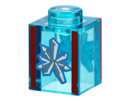 Brick 1 x 1 with Red Lines, White Crystal Pattern on Both Sides: {прозрачно светло син}