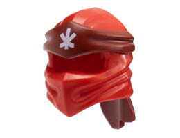 Minifigure, Headgear Ninjago Wrap Type 4 with Molded Dark Red Headband and Printed White Ninjago Logogram K Pattern: {ярко червен}