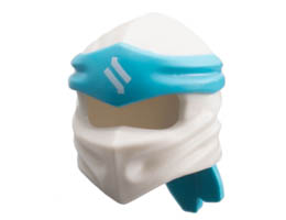 Minifigure, Headgear Ninjago Wrap Type 4 with Molded Medium Azure Headband and Printed White Ninjago Logogram Z Pattern: {бял}