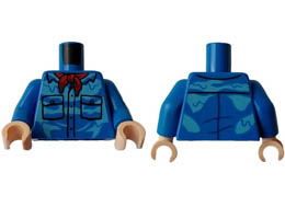 Torso Shirt with 2 Pockets, Red Bandana, and Bright Light Blue Water Stains Pattern / Blue Arms / Light Nougat Hands: {ярко син}