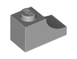 BRICK 1X2, OUTSIDE HALF ARCH, NO. 1: {умерено каменно сив}