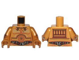 Torso SW C-3PO with Red and White Wires and Gold Chest Highlights Pattern / Pearl Gold Arms with C-3PO Pattern / Pearl Gold Hands: {топло златист}