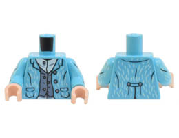 Torso Jacket with Creases, Wrinkles, Buttons, and 2 Pockets, Sand Blue Vest Pattern / Medium Azure Arms with Creases and Wrinkles Pattern / Light Nougat Hands : {умерено небесносин}
