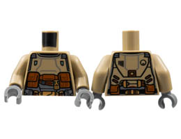 Torso Armor, Reddish Brown and Dark Bluish Gray Trim, Dark Orange Pouches Pattern / Dark Tan Arms / Dark Bluish Gray Hands: {пясъчно жълт}