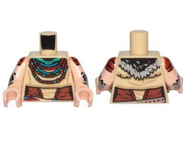 Torso Female Nora Robe with Necklaces and Green Scarf Pattern (Aloy) / Light Nougat Arms with Reddish Brown Sleeves and Silver Armor Plates Pattern / Light Nougat Hands : {тухлено жълт}