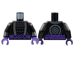 Torso Robe with Silver Hem over Armor, Dark Purple Sash, Flower Emblem on Back Pattern / Black Arms / Dark Purple Hands: {черен}