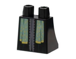 Lower Body, Skirt with Sand Green Robe Ends, Gold and Dark Green Trim Pattern: {черен}