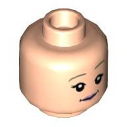 Minifigure, Head Dual Sided Female Dark Tan Eyebrows, Bright Pink Lips, Smile / Silver and Metallic Pink Spectrespecs Pattern - Hollow Stud : {светло нуга}